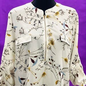 ANGVNS White Floral Blouse Size XL